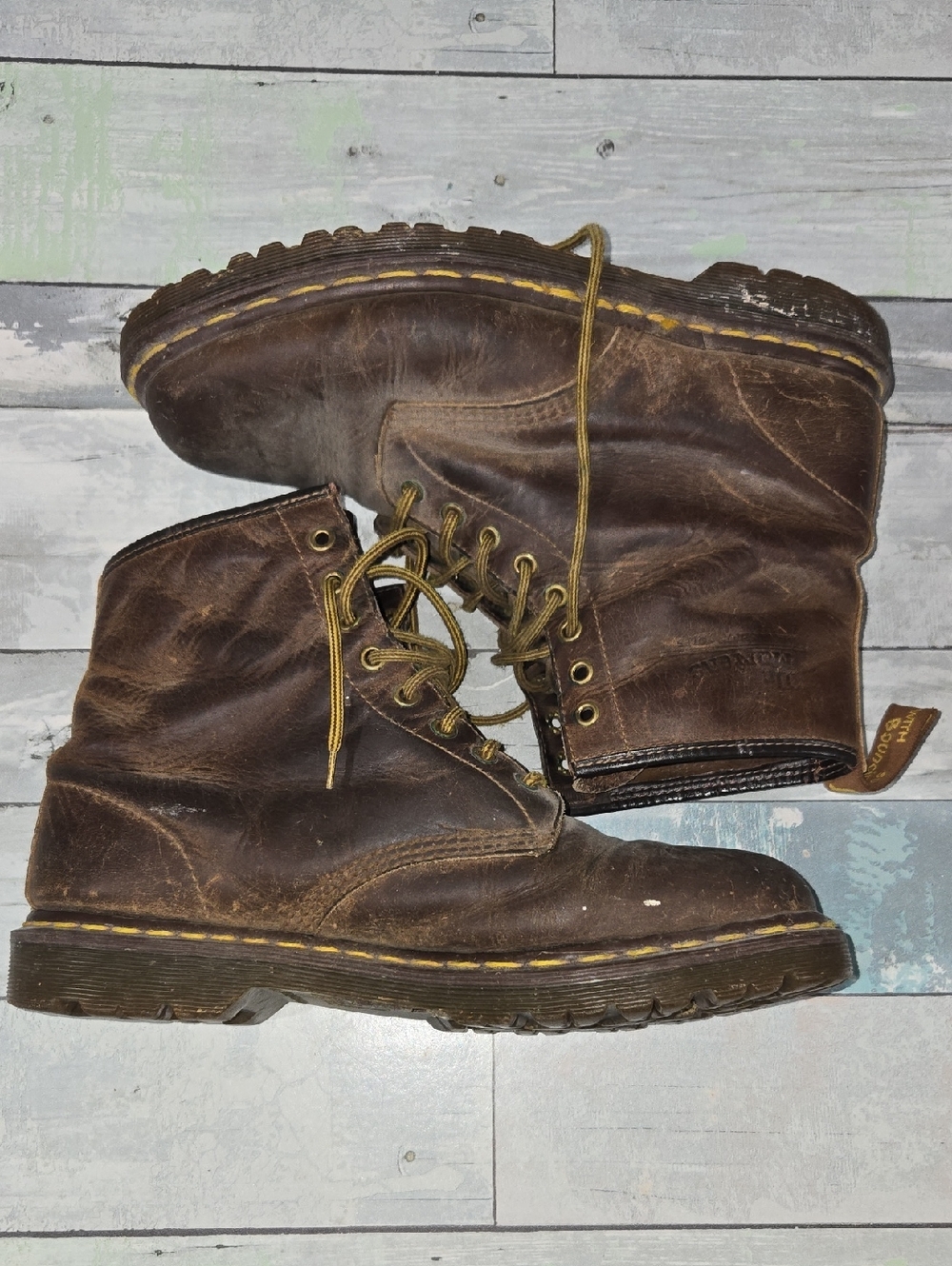 Vintage Dr Martens Brown Leather Lace-Up Work Boots Sz 10 - Picture 4 of 9